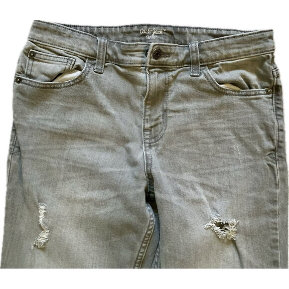 Vtg Jeans Distressed Light Gray 5 Pocket Adjustable Waist Boys Sz 16 CAT & JACK - Picture 2 of 16